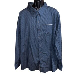 Craft Flow Geometric Dots Blue Mens 3XL Long Sleeve Dress Casual Button Up Shirt